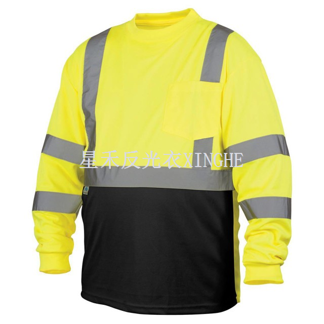 Μακρυμάνικο μπλουζάκι Hi-Viz με μαύρο κάτω μέρος